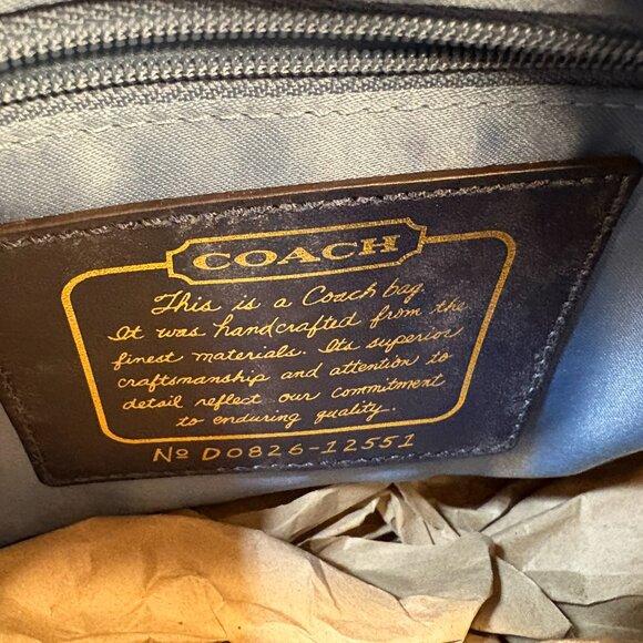 Coach Signature Stripe Barrel Satchel – Denim Blue & Navy Patent Leather - Picture 7 of 7